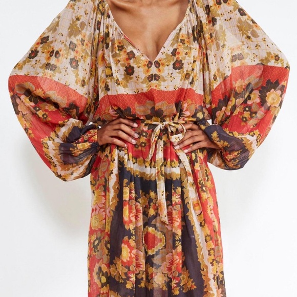 MES DEMOISELLES Matrioshka Printed Cotton-voile Midi Dress In Floral Combo Sz 0 - Picture 7 of 16